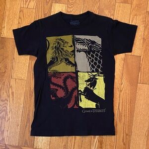 Game of Thrones Sigils T-Shirt, Men's Size Small, Black Official GOT Knit Tee